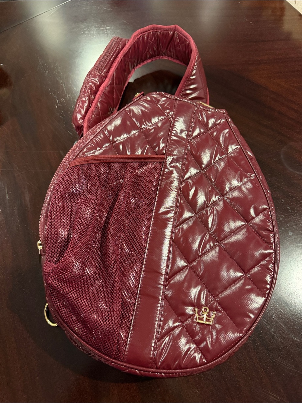 Oliver Thomas Maxed Out Burgundy Sling Tennis crossbody with Gold Accents